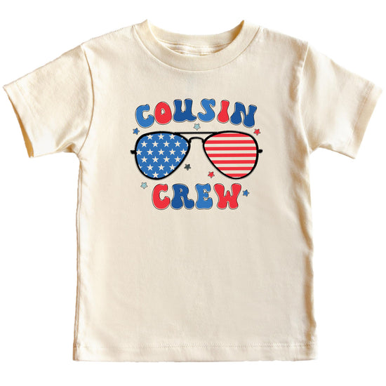 Detail shot of high-quality print on Cousin Crew patriotic youth t-shirt