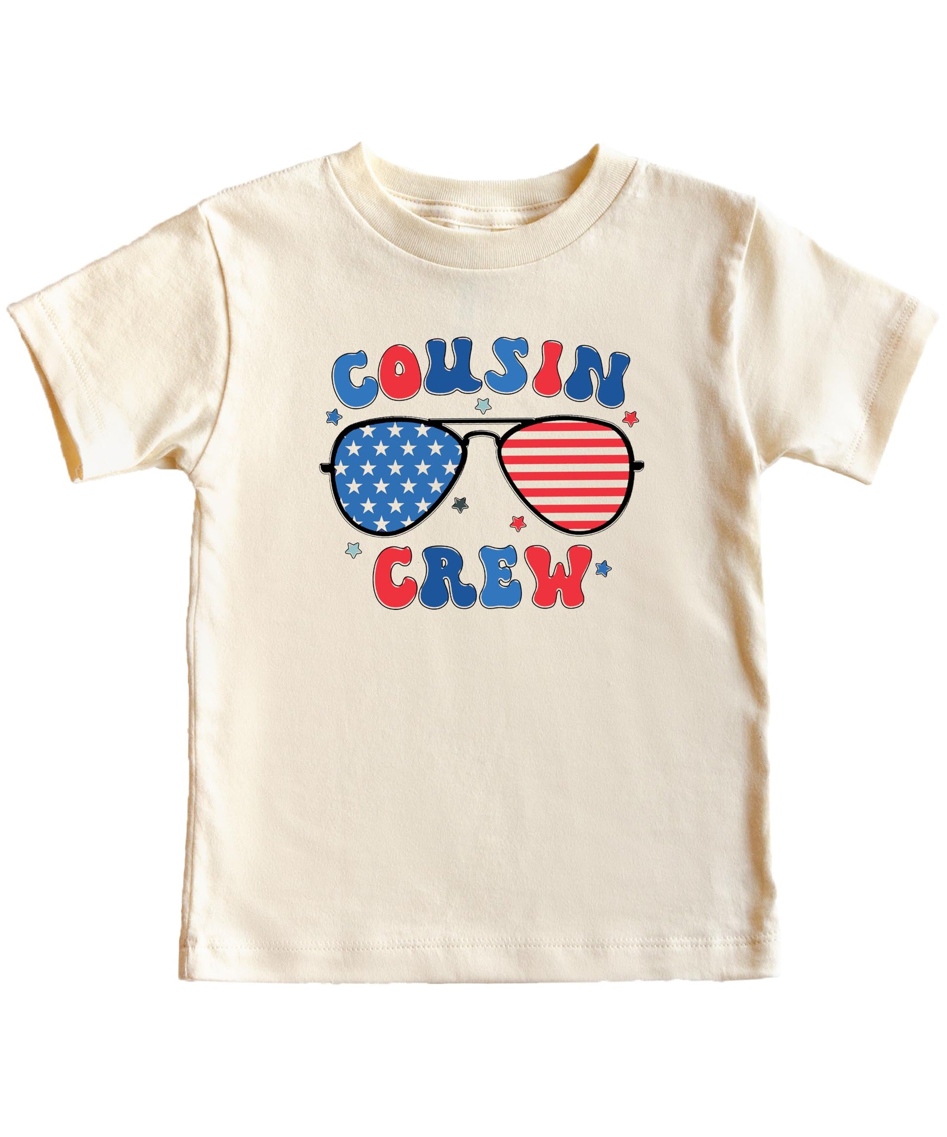 Detail shot of high-quality print on Cousin Crew patriotic youth t-shirt