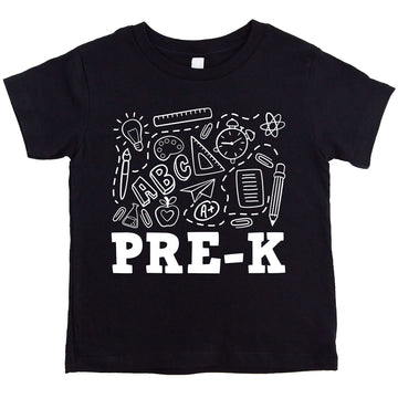 Close-up of Pre-K back to school shirt print on mauve youth t-shirt