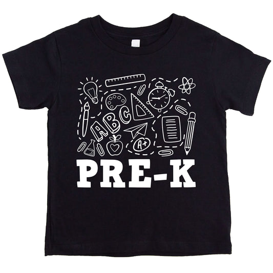 Close-up of Pre-K back to school shirt print on mauve youth t-shirt