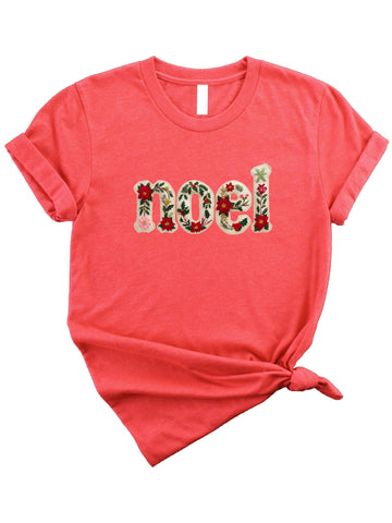 Ink Printed Image NOT an Embroidered Patch Noel Christmas Shirt for Kids and Adults Holiday Tee