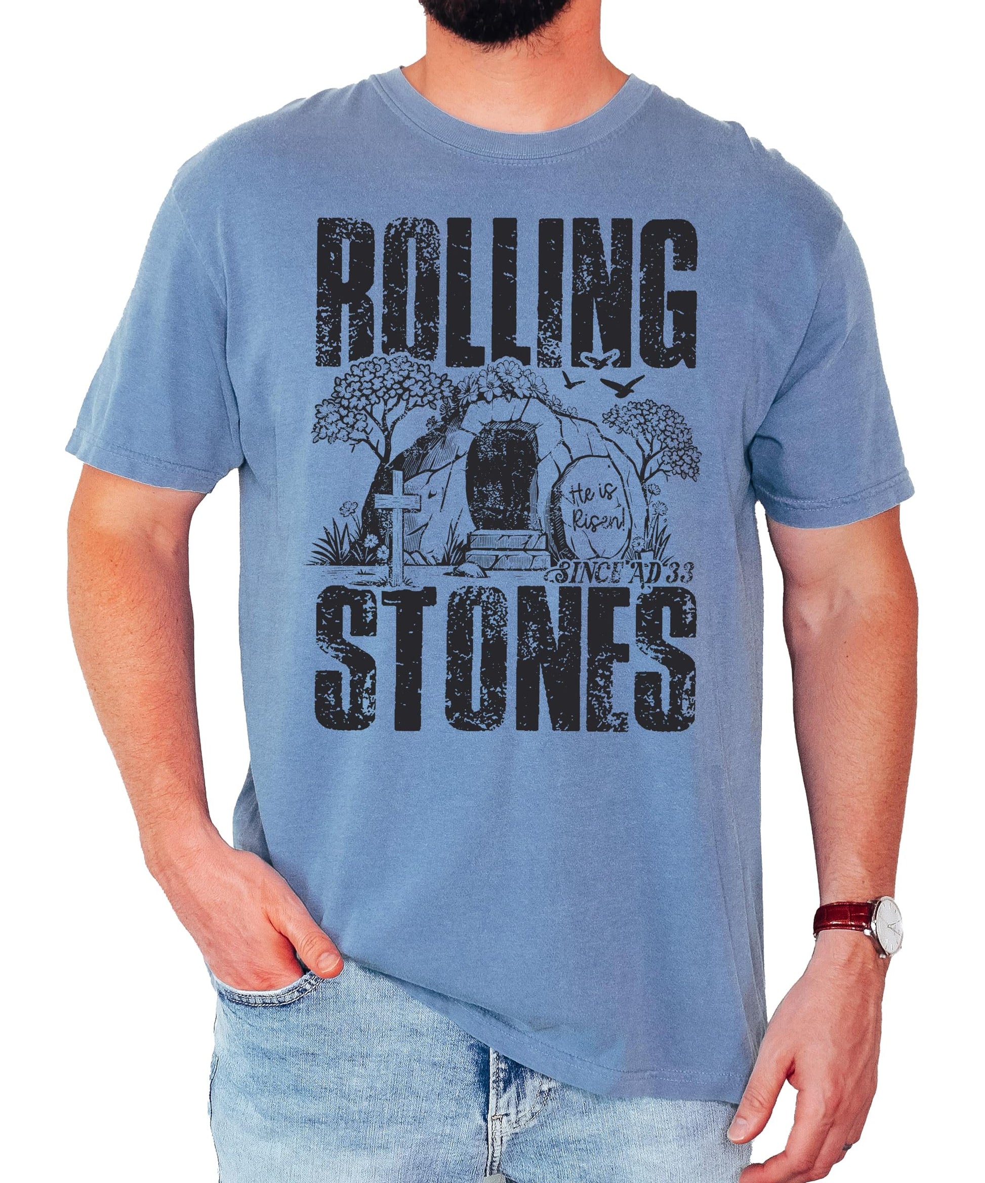 He Is Risen Since AD 33 funny faith graphic Easter tee styled casually for church or family wear