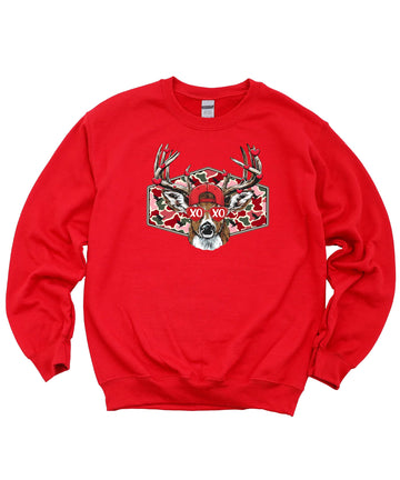 Olive Loves Apple Buck Valentine's Day Unisex Sweatshirt Country Camo Theme Pullover for Adults & Kids