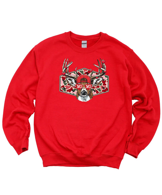 Olive Loves Apple Buck Valentine's Day Unisex Sweatshirt Country Camo Theme Pullover for Adults & Kids