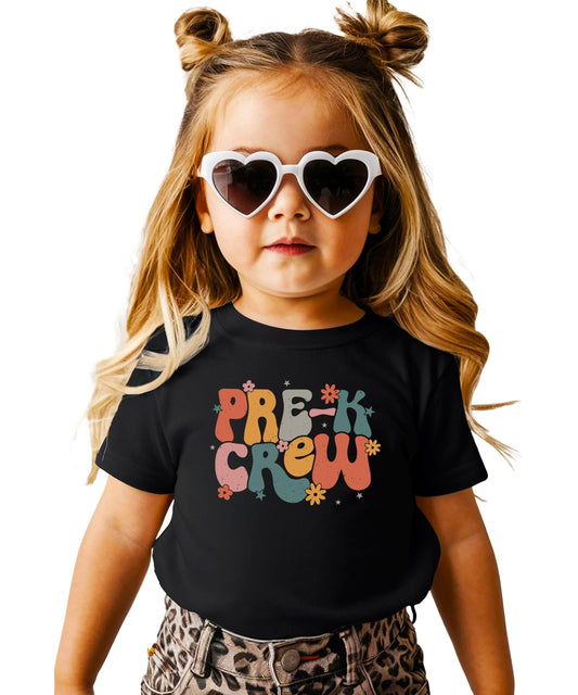 Pre-K Crew Shirt for Women Girly Flowers & Stars Grade School T-Shirt for Teachers Natural Shirt Adult Medium