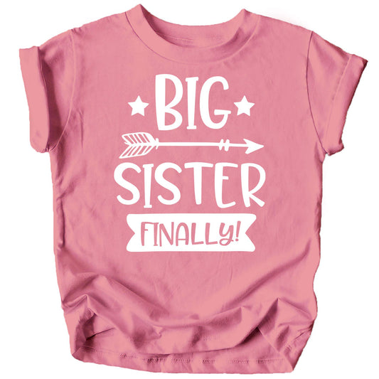 Big Sister Finally Sibling Announcement Shirts for Baby and Toddler Girls Sibling Outfits