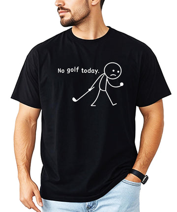 No Golf Today Funny Sad Stick Figure Graphic Tee
