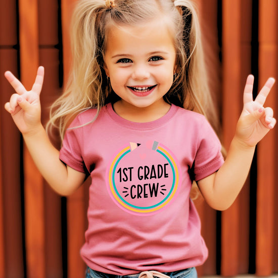 Back to school pencil shirt detail shot showing print quality and fabric