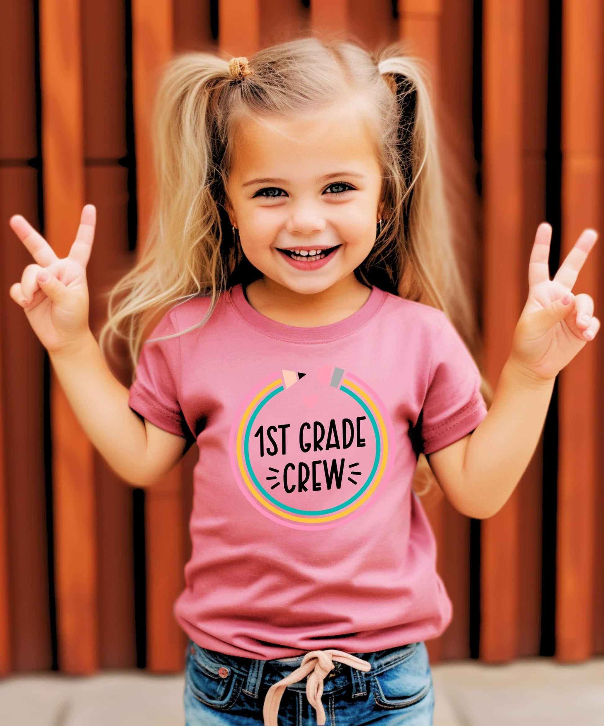 Back to school pencil shirt detail shot showing print quality and fabric