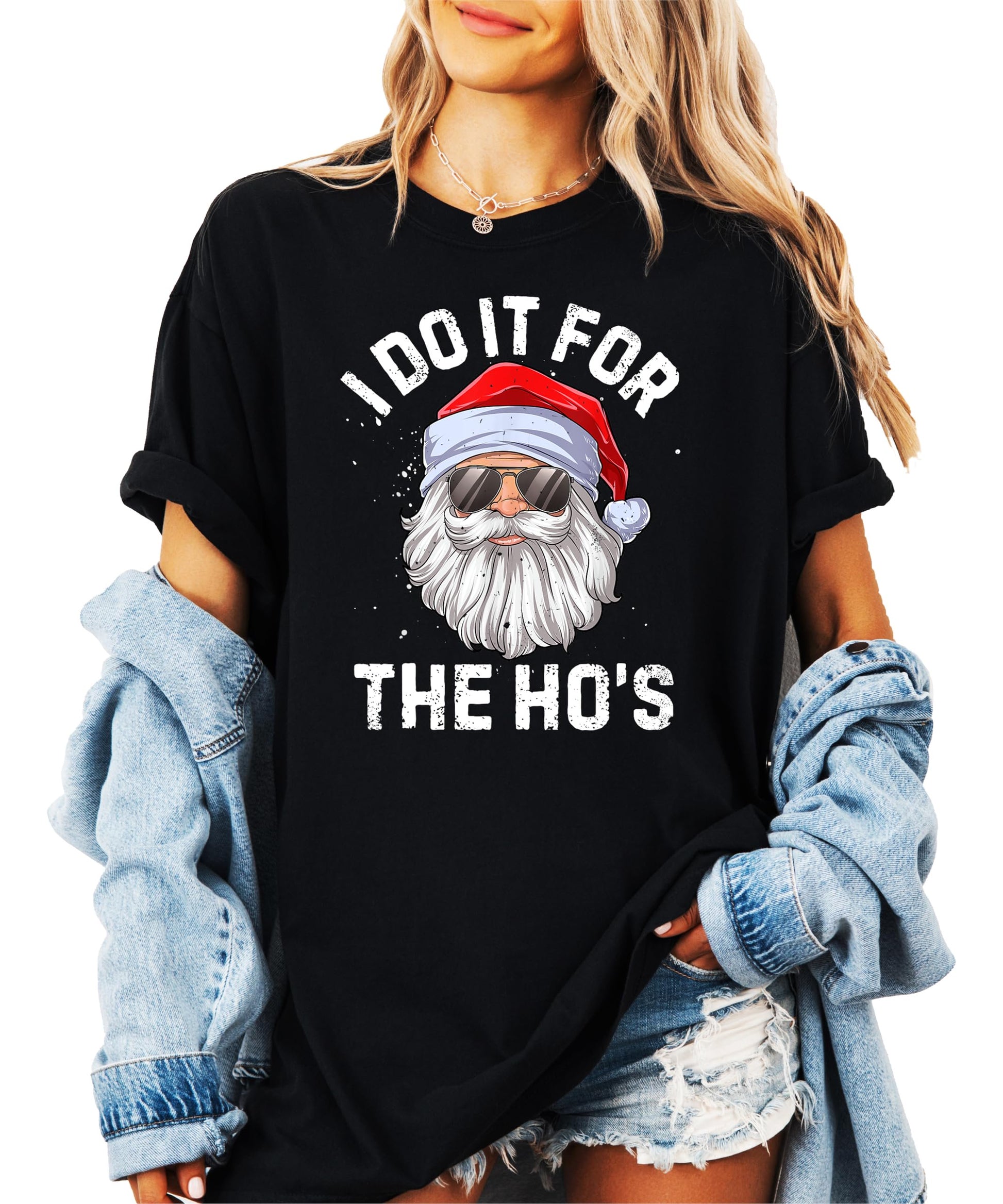 Flat lay of unisex vintage green Christmas graphic tee with humorous holiday print