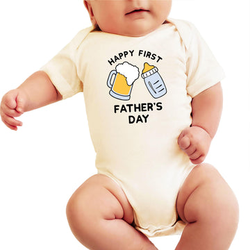 Happy First Father's Day Baby Bodysuit for Girls and Boys Trendy Dad Gift One-Piece Peach Bodysuit 6 Months