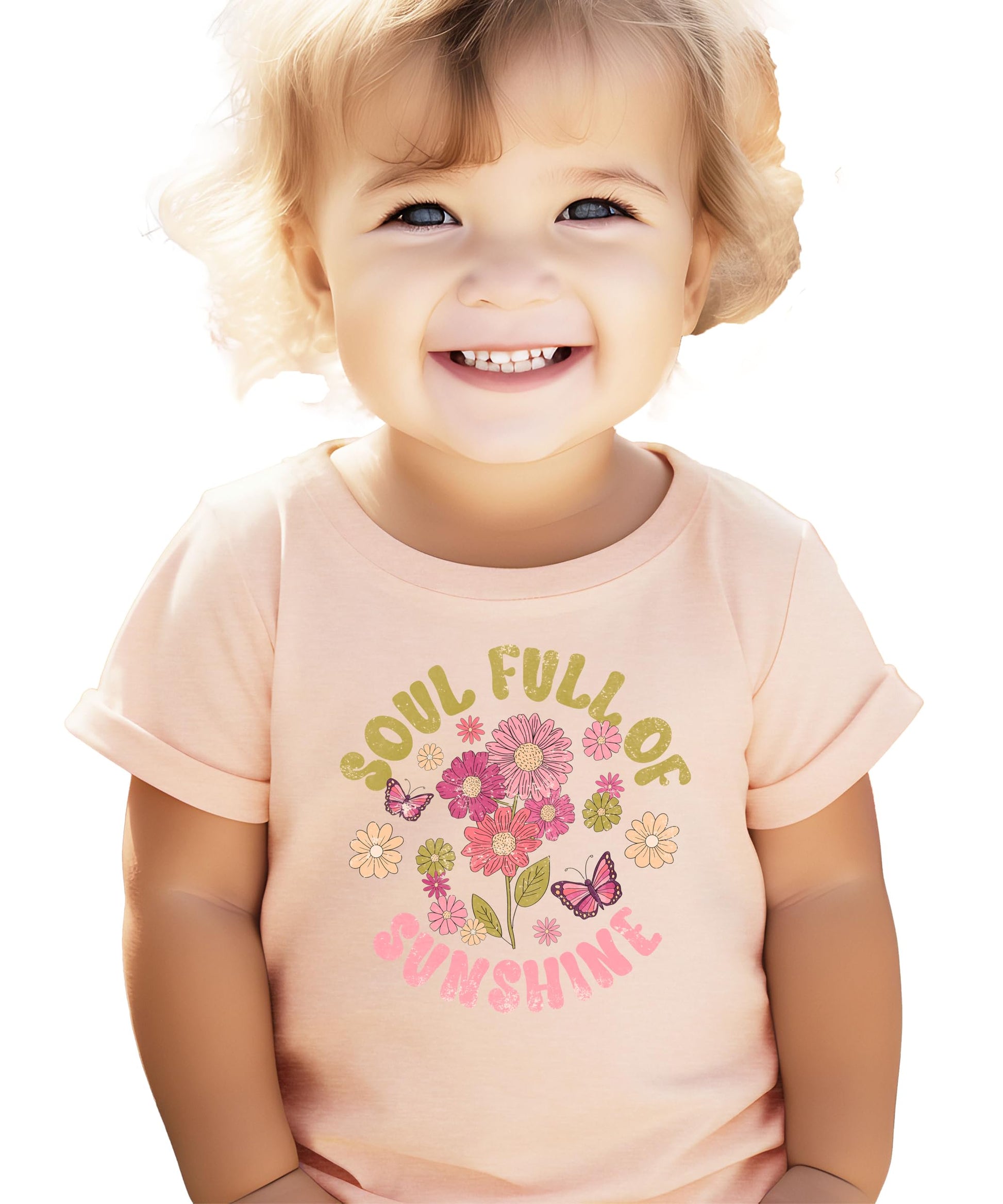 Soul Full Of Sunshine youth tee product shot displaying colorful graphic print details