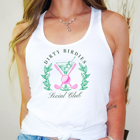 Dirty Birdies Social Club Tank Top for Women Funny Preppy Golf Summer Tank