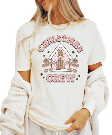 Christmas Crew Gingerbread House T-Shirts for Baby and Toddler Matching Family Fun Outfits
