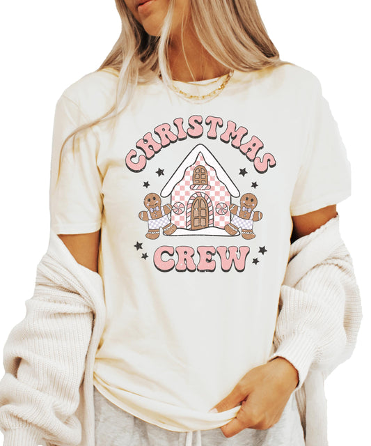 Christmas Crew Gingerbread House T-Shirts for Baby and Toddler Matching Family Fun Outfits