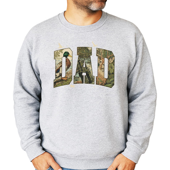 Retro camo graphic hunting pullover sweatshirt for dads — duck and deer season design
