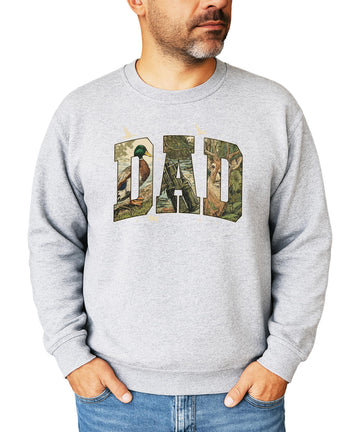 Retro camo graphic hunting pullover sweatshirt for dads — duck and deer season design