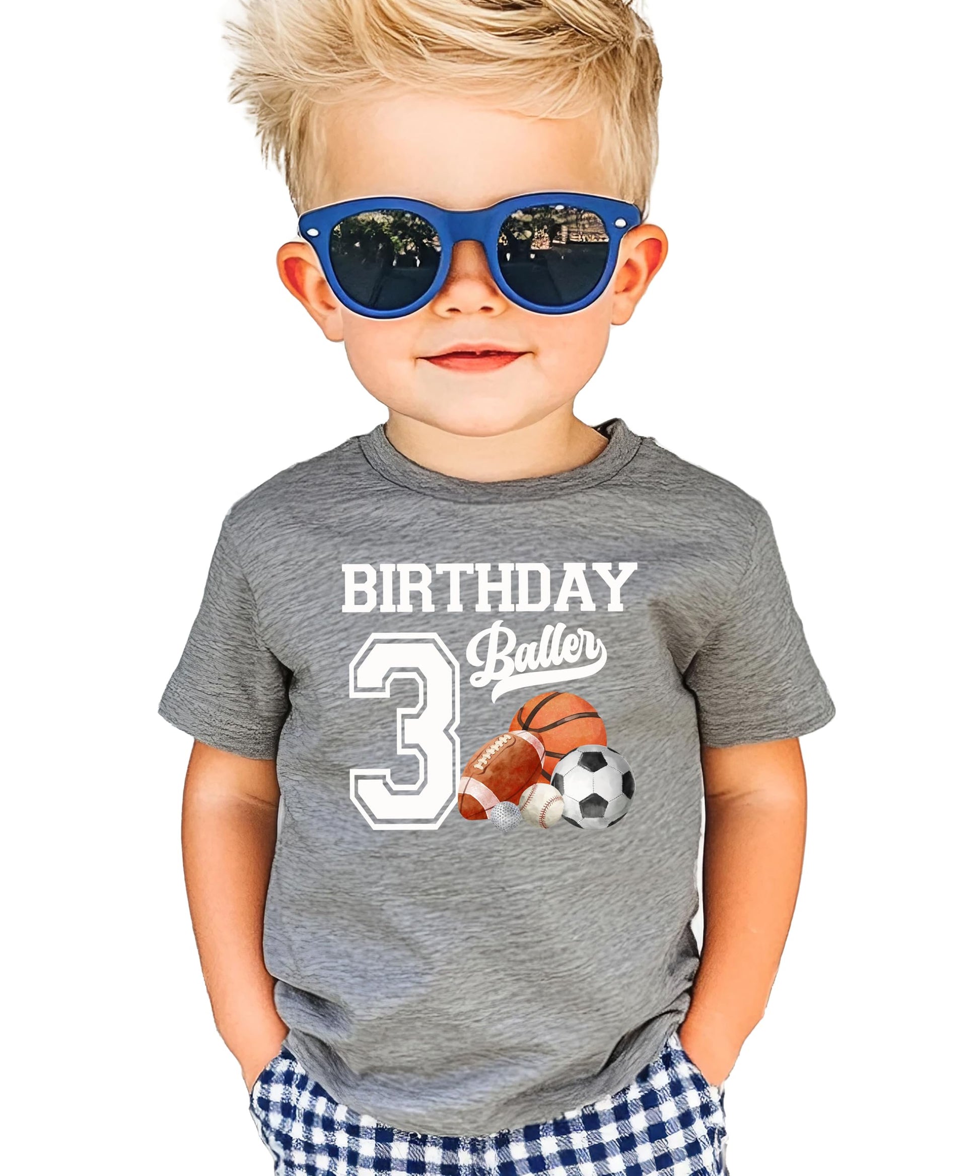 Front view of boys black 3rd birthday sports theme graphic tee for toddlers