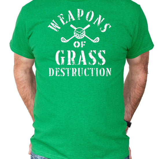 Man wearing black golf humor t-shirt showing fit and style