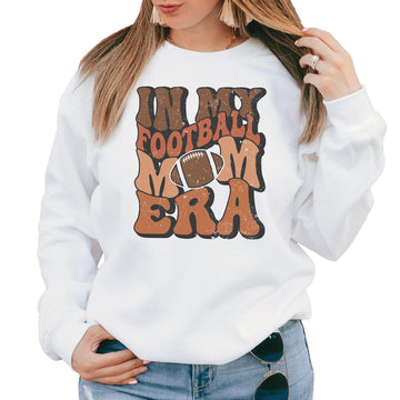 Retro Distressed In My Football Mom Era Sweatshirt Comfy Sports Mama Game Day White Sweatshirt Adult Medium
