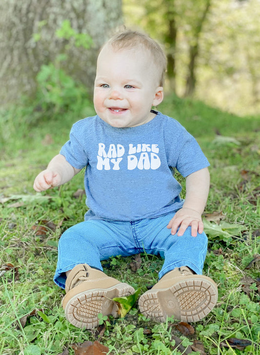 Rad Like My Dad Groovy Retro Father's Day Gift Shirt for Boys and Girls