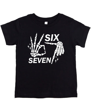 Six Seven Skeleton Hand Halloween Meme Tee