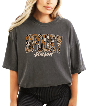 Spooky Season Fall Shirt for Women & Teens Trendy Floral Halloween Tee Pepper Shirt Adult Large