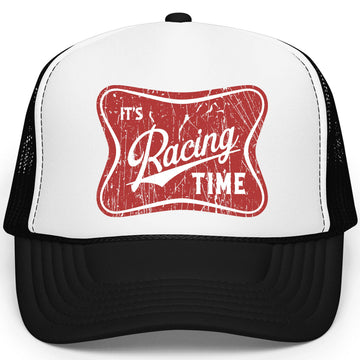 Racing Time Retro Trucker Hat for Women Men & Teens Foam Front Classic 5 Panel Mesh Snap Back