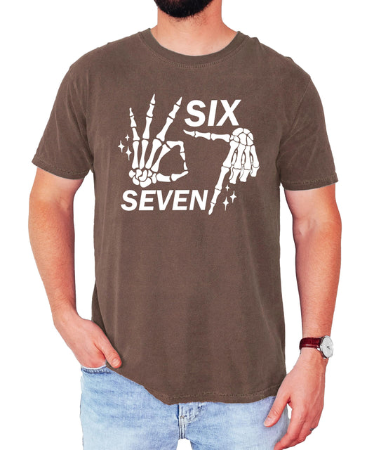 Six Seven Skeleton Shirt Funny Gen Z Halloween Meme Tee