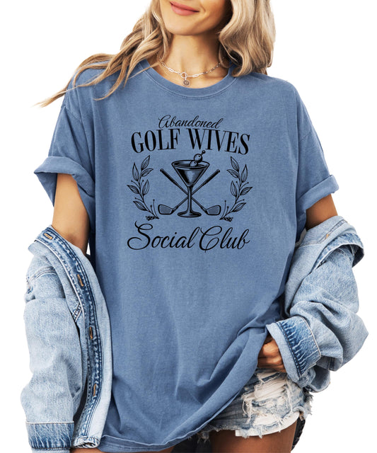 Abandoned Golf Wives Social Club Shirt for Women Funny Martini Golf Wife Tee