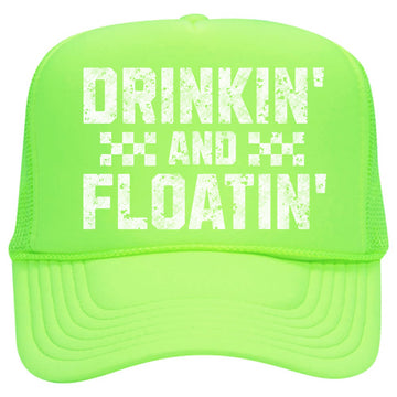 Drinkin' and Floatin' Summer Women's Classic 5 Panel Foam Front Mesh Snap Back Trucker Hat