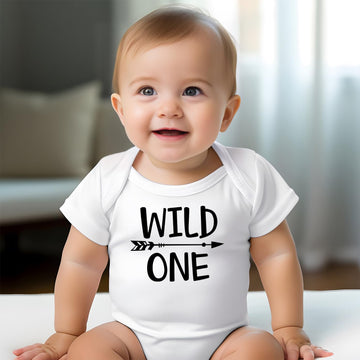 Baby first birthday bodysuit with Wild One graphic, perfect for cake smash photos