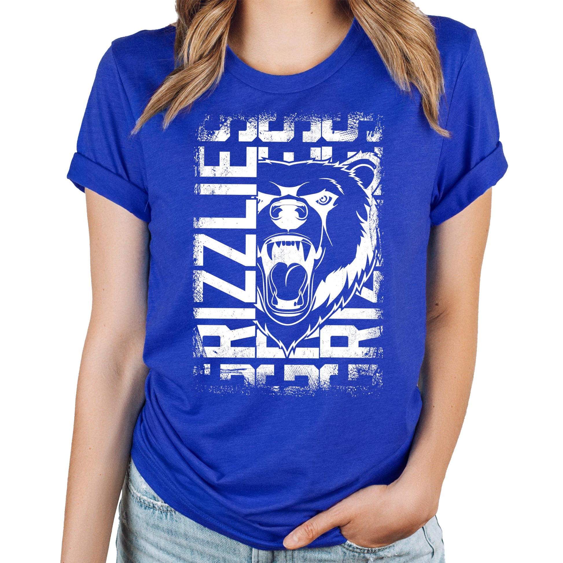 Grizzlies team mascot tee laid flat showing full front graphic design