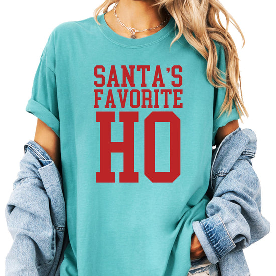 Santa's Favorite Ho Christmas shirt women's sizing and fit guide