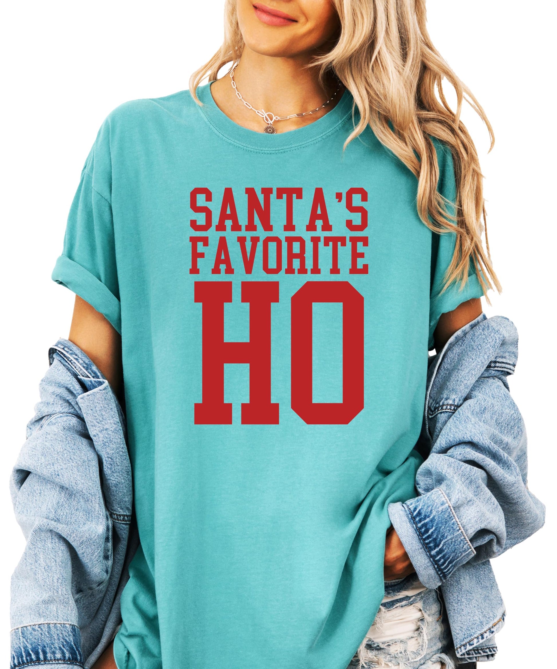 Santa's Favorite Ho Christmas shirt women's sizing and fit guide