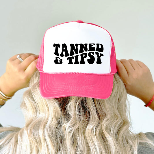 Tan & Tipsy Trucker Hat for Women Summer Foam Front Classic 5 Panel Mesh Snapback
