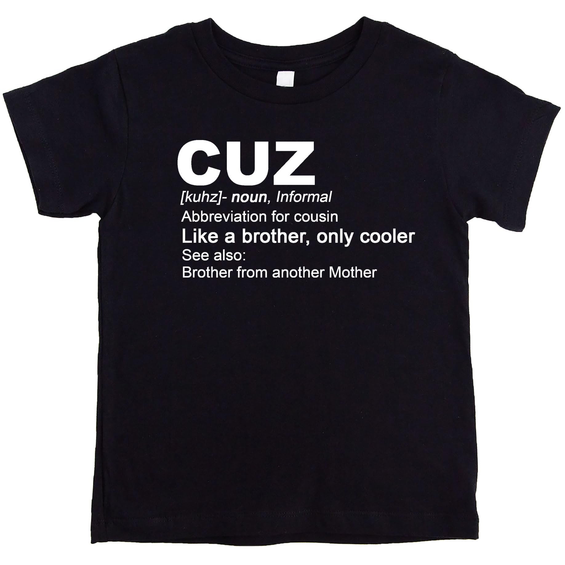 Youth wearing royal blue cousin shirt showing front design and fit