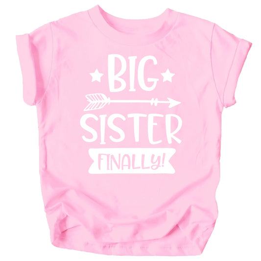Big Sister Finally Sibling Announcement Shirts for Baby and Toddler Girls Sibling Outfits