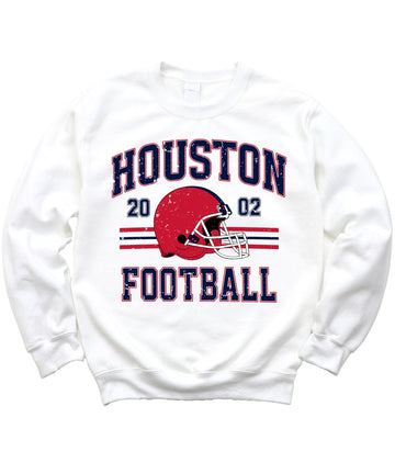 Vintage Houston 2002 Football Sweatshirt for Men Women and Kids Red and Blue Pullover