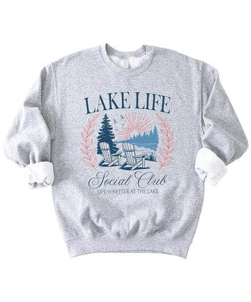 Lake Life Social Club Sweatshirt for Women & Kids Cozy Lake House Crewneck Pullover White Sweatshirt Youth XS