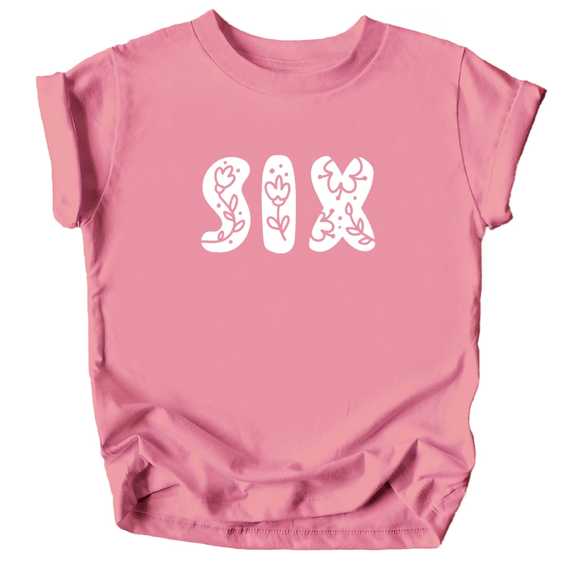 Flat lay of girl's 1st birthday floral number shirt in mauve colorway