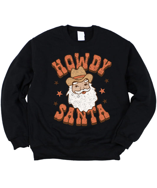 Women's Howdy Santa sweatshirt with Western cowboy Santa graphic, country girl Christmas pullover