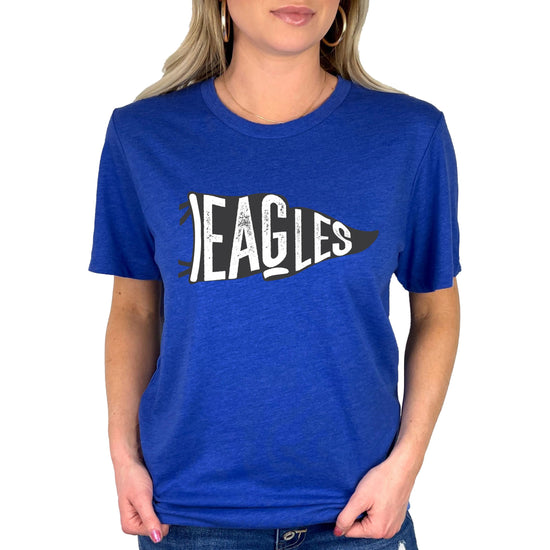 Detail shot of Eagles mascot flag design print quality