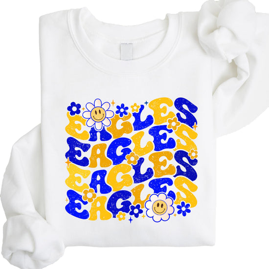 Back or side view of gray Eagles retro pullover sweatshirt