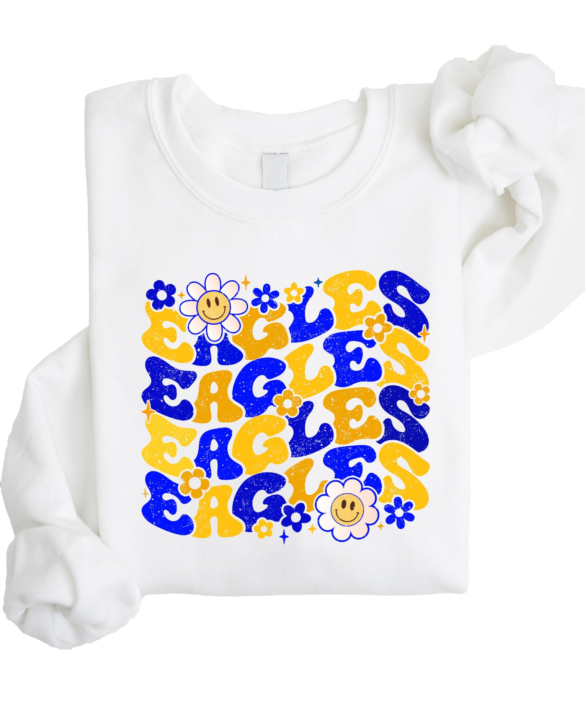 Back or side view of gray Eagles retro pullover sweatshirt