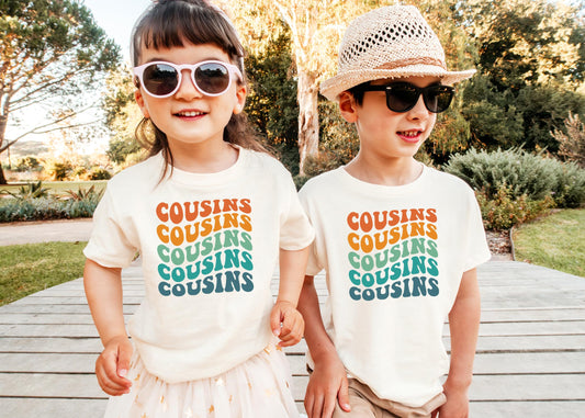 Cousins Wavy Groovy Retro Fun Matching Shirts and Bodysuits