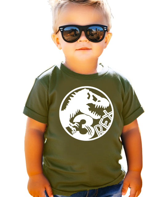Three T-Rex Fossil Dinosaur 3rd Birthday Shirt - Toddler