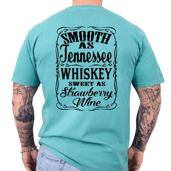 Flat lay of espresso brown Tennessee Whiskey country graphic t-shirt