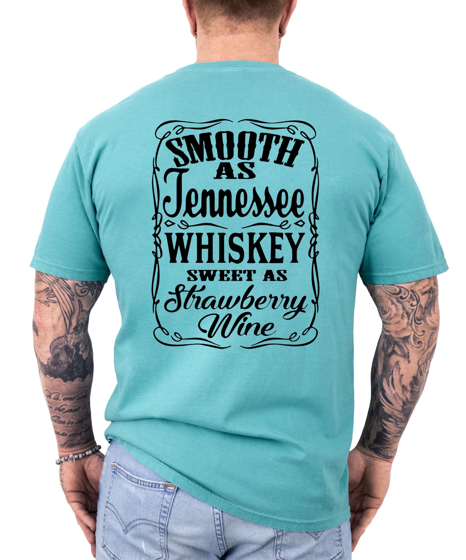 Flat lay of espresso brown Tennessee Whiskey country graphic t-shirt