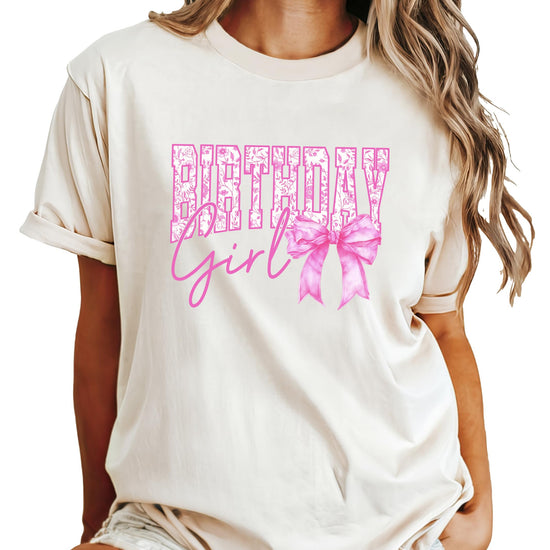 Birthday Girl tee worn by model showcasing casual party outfit styling